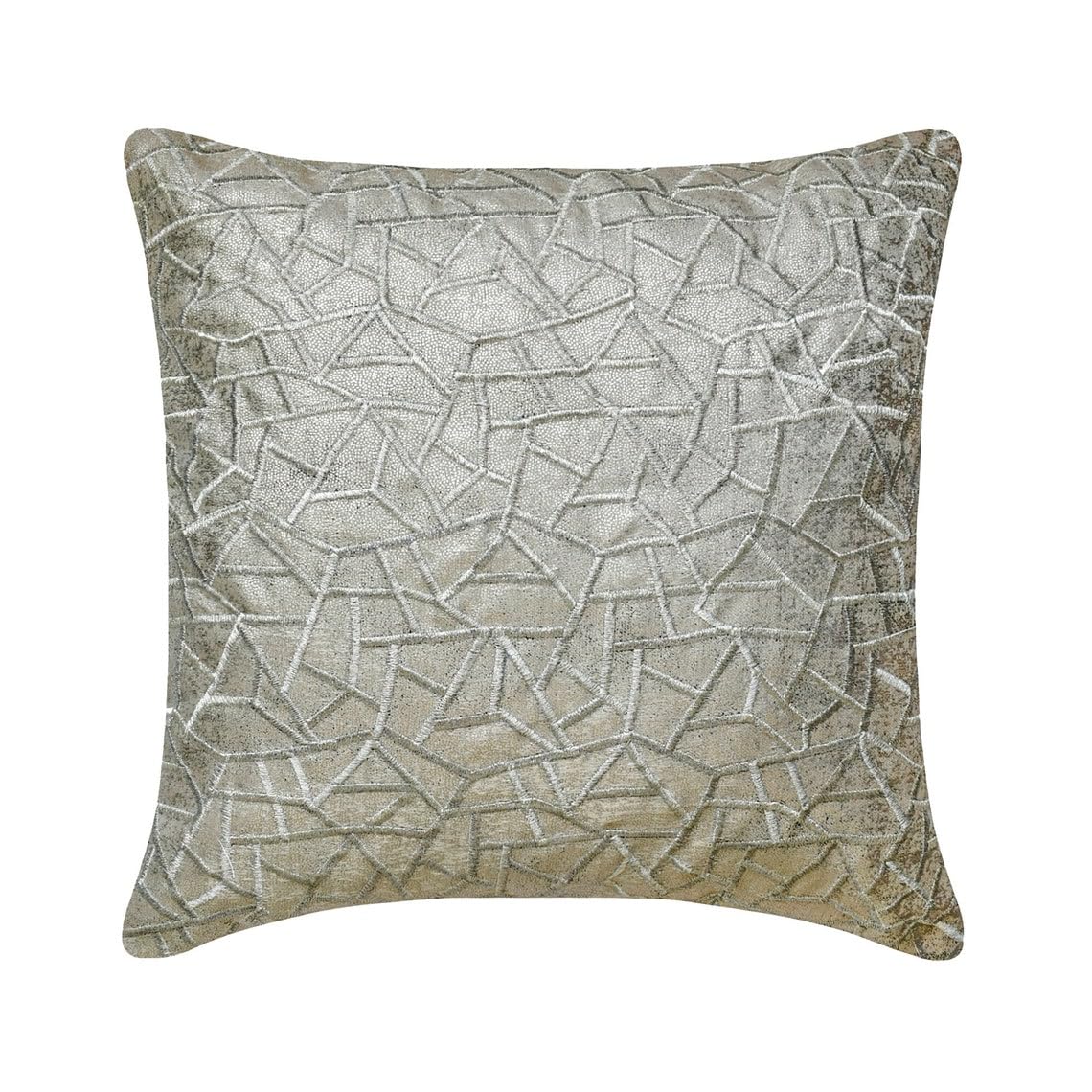 The HomeCentric Decorative Thow Cushion Covers Silver & Gray 35x35 cm (14"x14") Jacquard Jacquard, Foil, Embroidered, Mosaic Cushion Case For Sofa, Geometric Modern Style - Metallic Mosaic — image 1