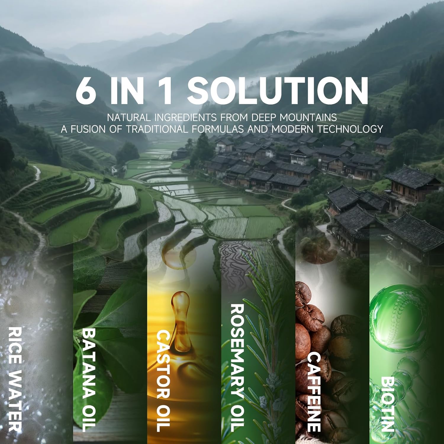 Hair Growth Serum Oil for Women - Rosemary Batana Rice Water Biotin Hair Spray for Hair Growth - Hair Growth Thickening Product - Hair Loss/Shedding,Thin, Dry & Damaged for Women Men(60 ML/2.0FL.oz) - Image 3