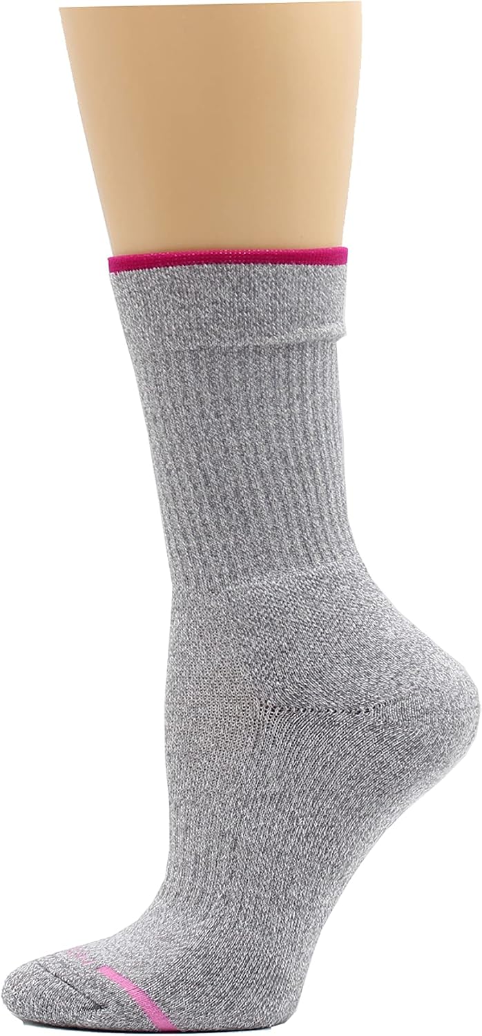 Dr. Motion Women Outdoor Hiking Walking Compression Crew Socks With Enhanced Cushion And Breathable Arch Support 4 Pairs