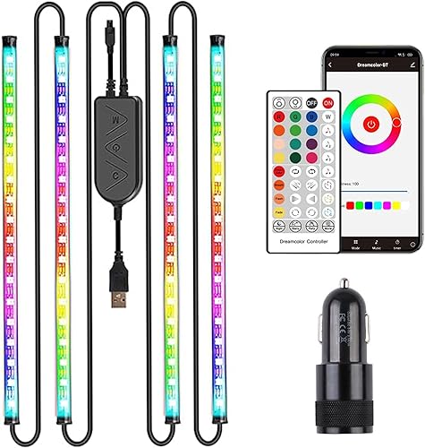 Speclux RGBIC - Tira de luces LED para coche interior con aplicación y mando a distancia diseño de dos líneas RGBW Ambient LED tira completa kit de