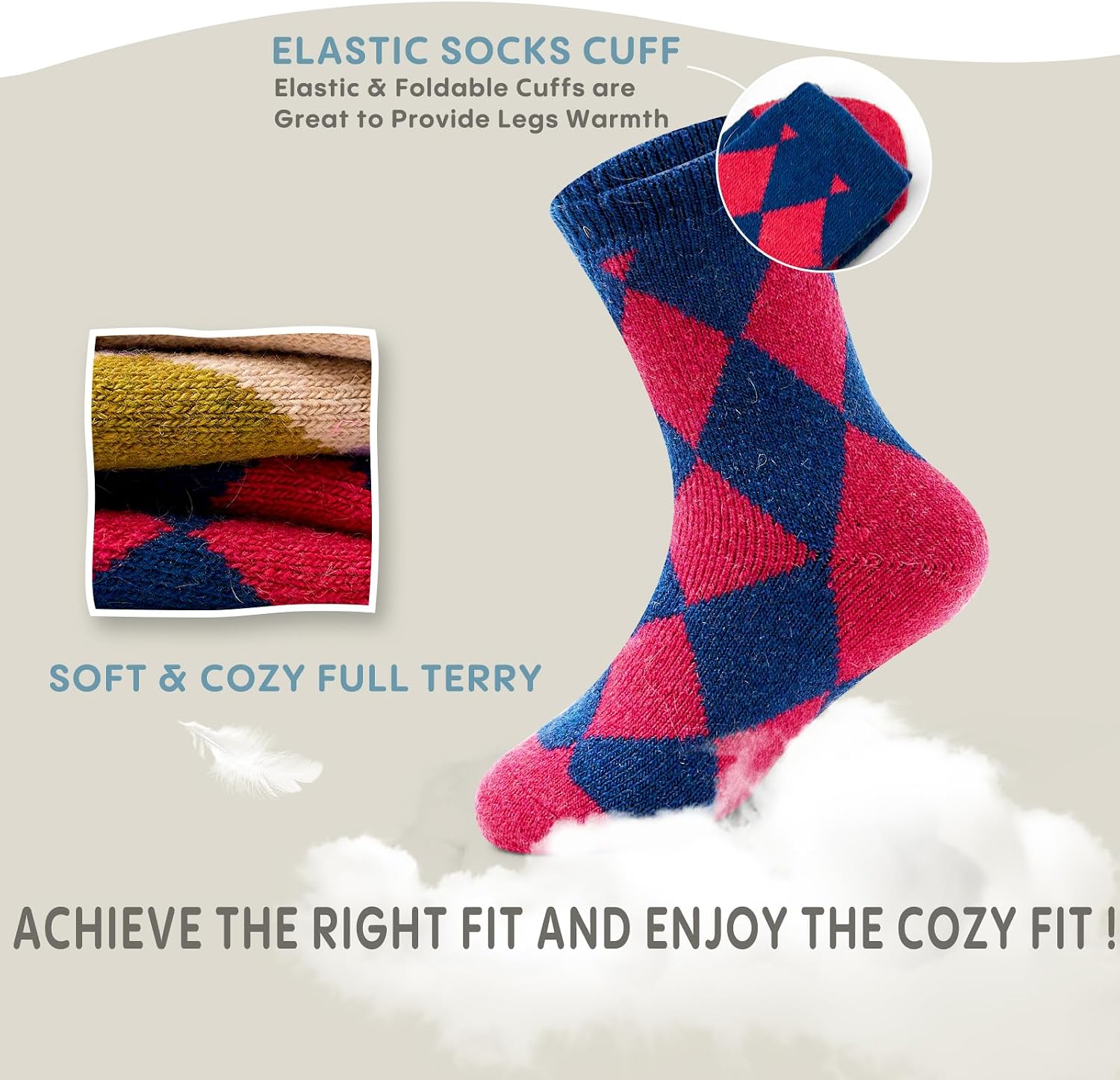 Girls Winter Wool Socks Kids Cartoon Warm Socks Thick Thermal Socks for Girls 6 Pack