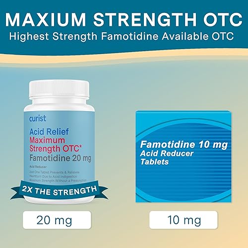 Miniatura 7 de Curist Famotidine - Paquete a granel de 20 mg (300 tabletas de reflujo) Medicina para el reflujo ácido para aliviar la acidez estomacal - Reductor