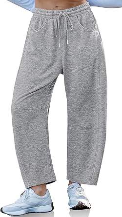 TARSE Womens Barrel Sweatpants Loose Fit Lounge Pants Casual Wide Leg Pants Cotton Comfy Elastic Waist Joggers with Pockets
