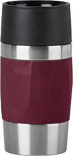 Emsa N21609 Travel Mug Compact Thermo-/Isolierbecher aus Edelstahl, 0,3 Liter, 3h heiß, 6h kalt, 100% dicht, auslaufsicher, spülmaschinengeeignet, 360°-Trinköffnung, Weinrot