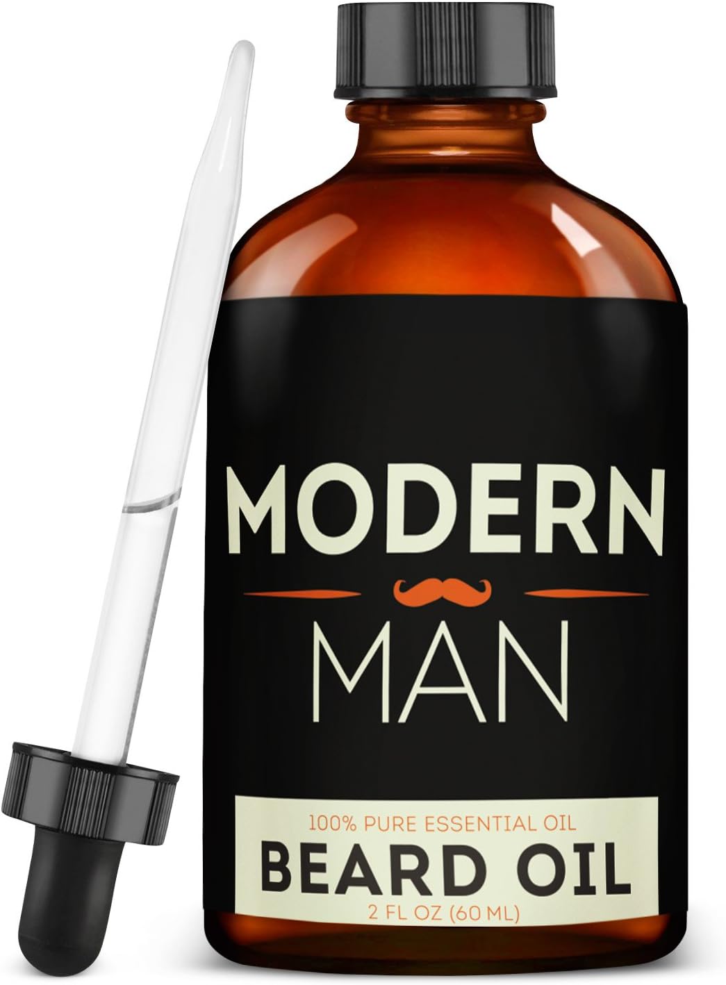 Modern Man Beard Oil and Leave-In Conditioner - 100 Percent Natural Pure Organic - For Beard, Mustache, Goatee and Skin Grooming - Unscented - 2 Ounces