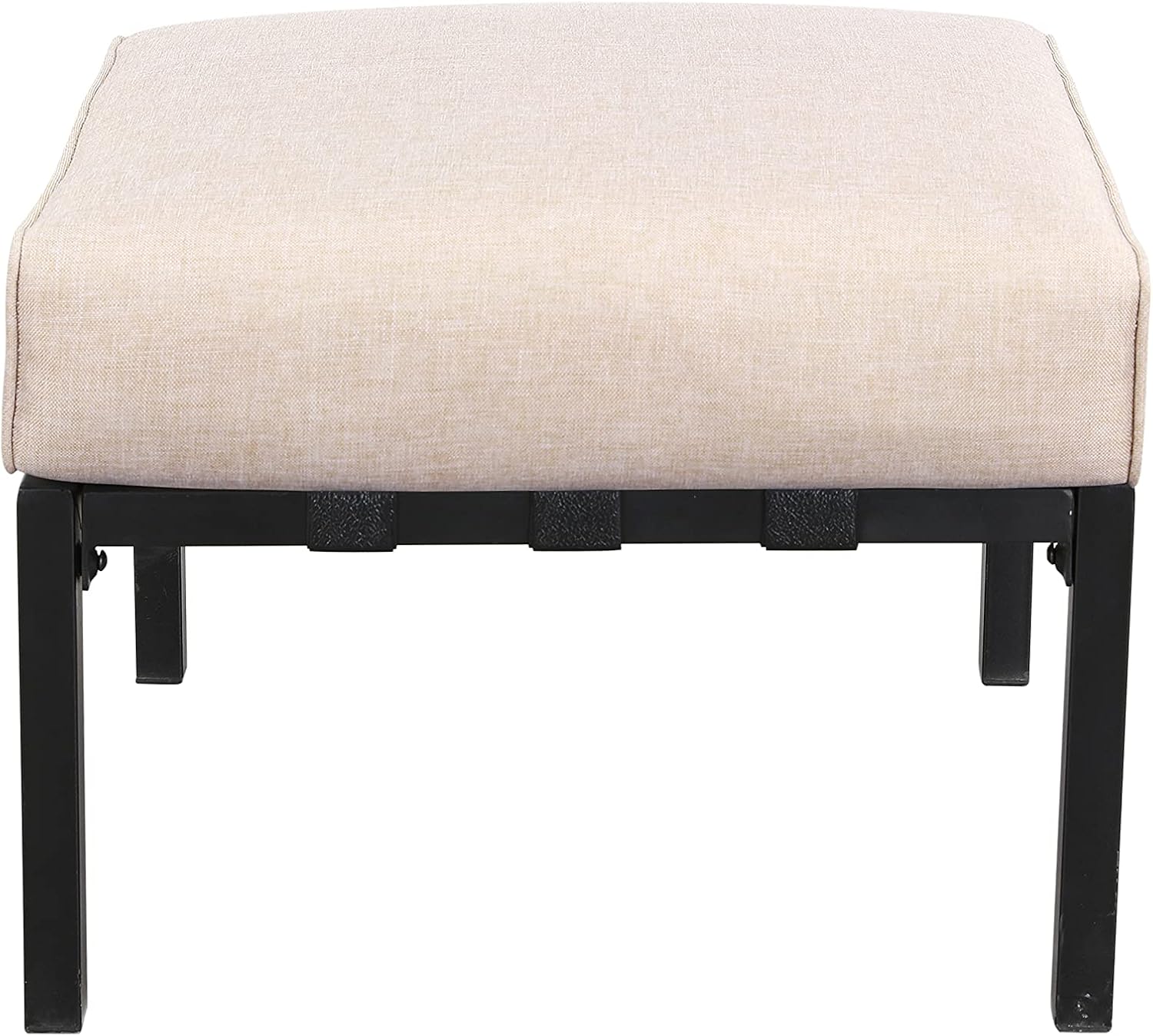 LOKATSE Home Patio Foot Rest Outdoor Ottoman Beige Cushion Small Seat Metal Furniture Modern Footstool for Garden Yard Deck Poolside