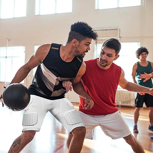 Miniatura 5 de TUOY - Faja de fútbol con 5 almohadillas rellenas de compresión, protector de cadera y muslo, pantalones cortos deslizantes para béisbol y fútbol