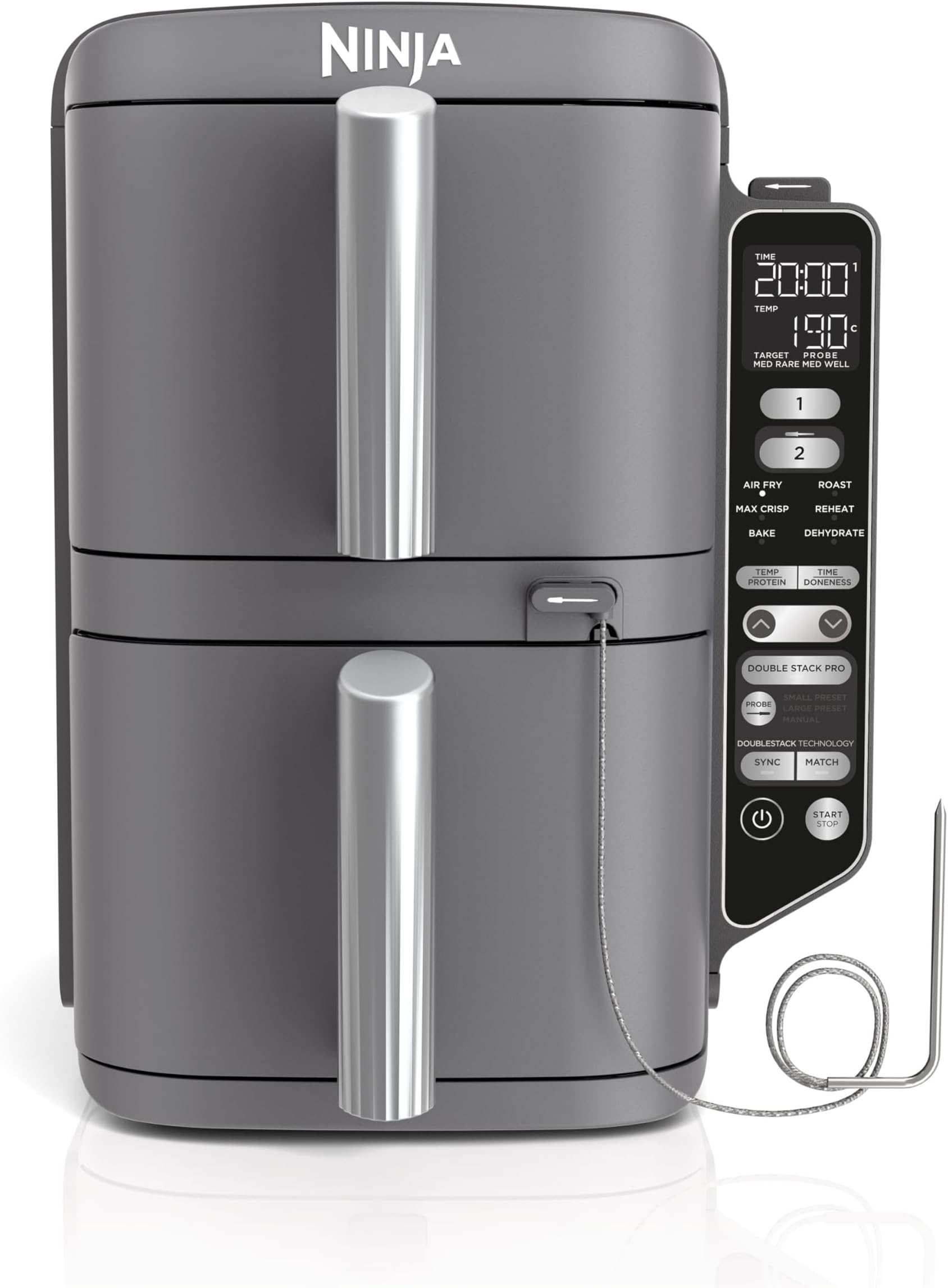 10L Double Stack XL Airfryer 2400W - 2 Kammern Heißluftfritteuse Mit 9 Programmen