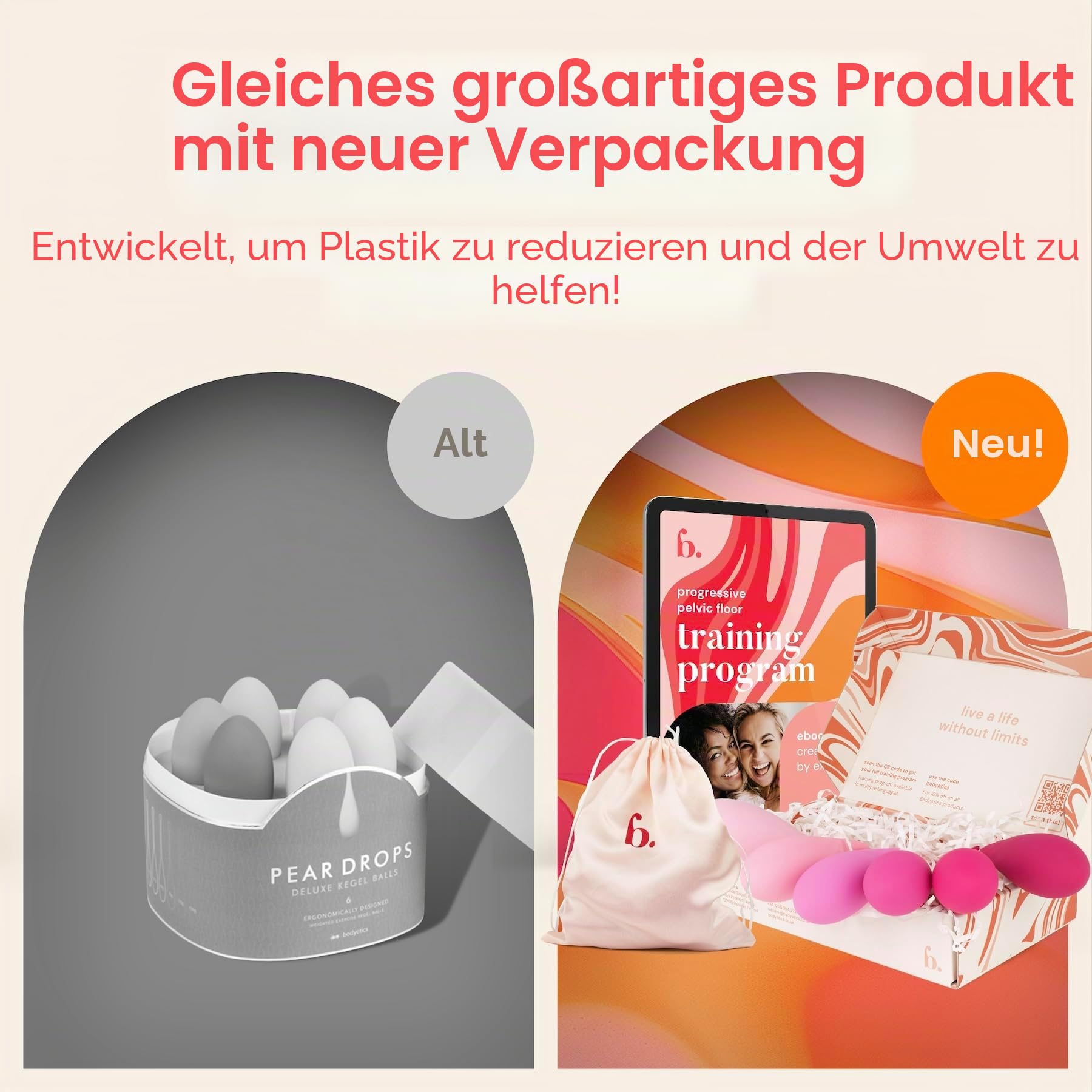 Bodyotics Beckenbodentrainer für Frau - Komplettes Kegel-Trainings-Set - 6-teiliges Set für Einsteigerinnen