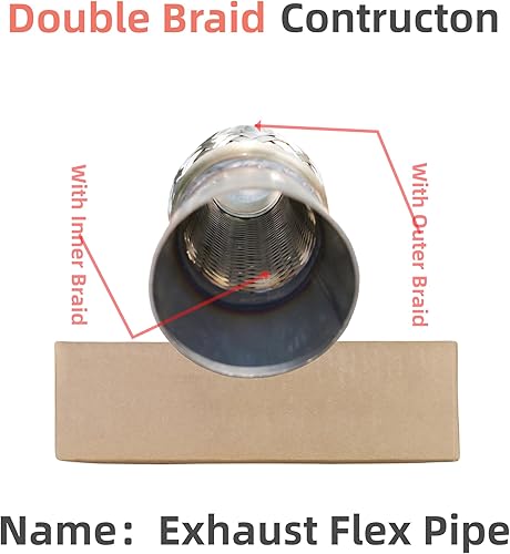 Miniatura 18 de Tubo flexible de escape 2 "X6"/10" tipo universal 100% acero inoxidable para automóviles pesados