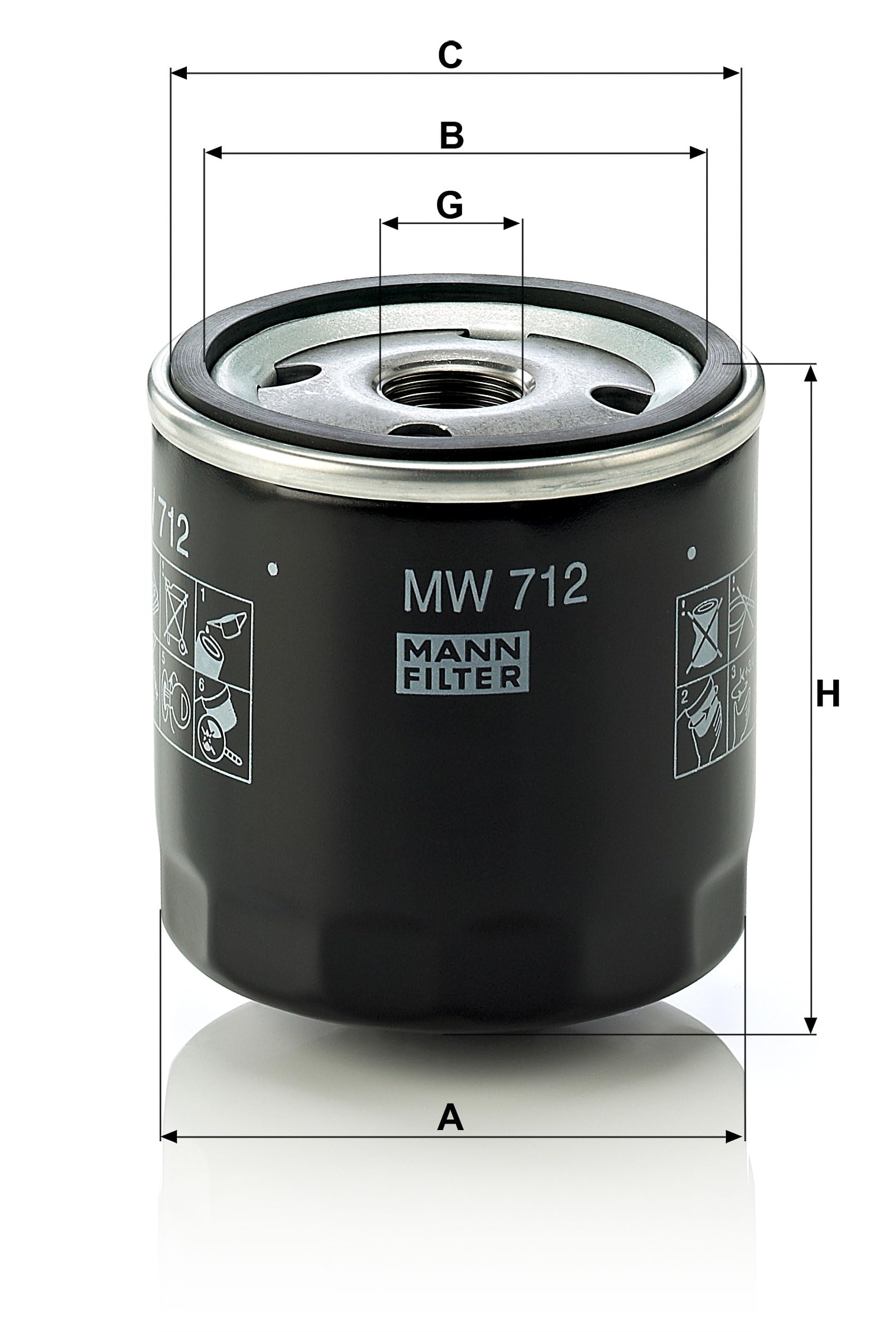 Mann Filter MW 712 Spin-On Oil Filter for BMW Motorcycle, Oil
