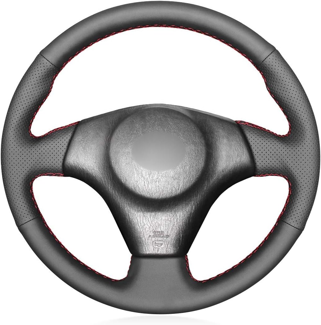 Black Genuine Leather Custom Fit Car Steering Wheel Cover for Toyota RAV4 1998 1999 2000 2001 2002 2003 Toyota Celica 1998-2005 Corolla 2003-2008 Toyota Matrix 2003 Interior Accessories