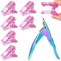 Vista 1 de 6 piezas de polygel de construcción rápida puntas de uñas clip rosa transparente extensión de dedo UV LED constructor puntas de uñas clips con 1