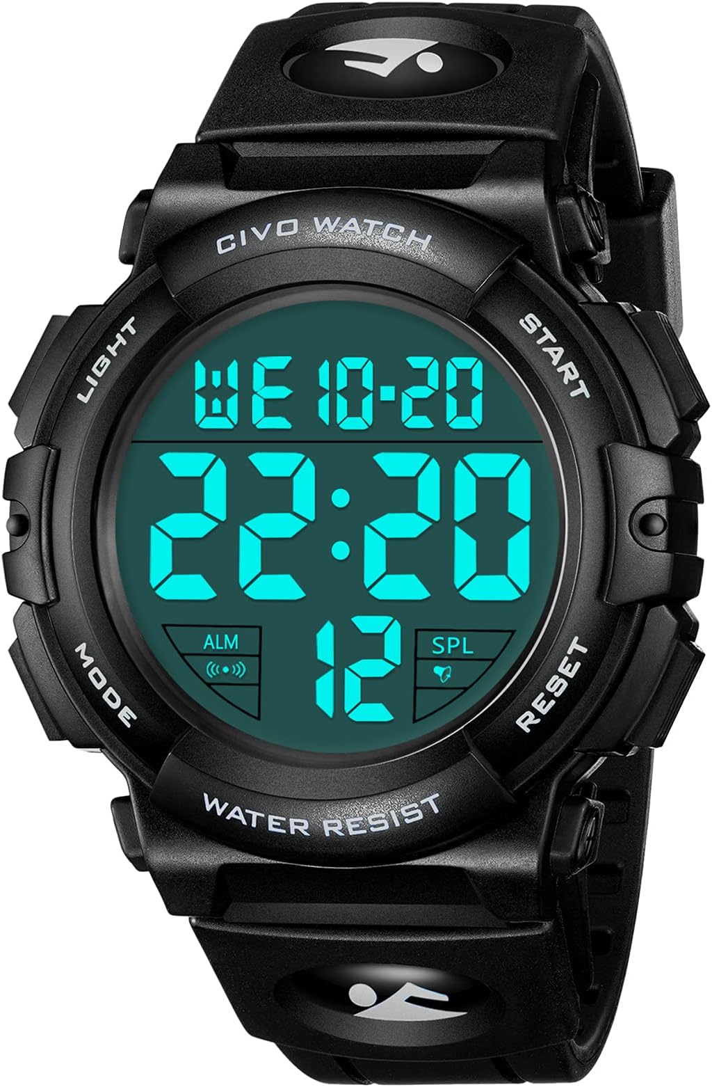 Men's Digital Sport Watch: Oversized Big Numbers LCD Backlight - Read Time at a Glance While Running No Need to Stop - Clear as Wall Clock from 4M - Waterproof for Outdoor Running & Camping