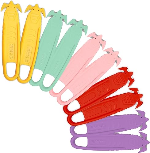 Miniatura 9 de TT TOVIA - Cuchillo cortador de caja de seguridad de hoja de acero inoxidable oculta empotrada, abridor de paquetes cortador de plástico para caja,