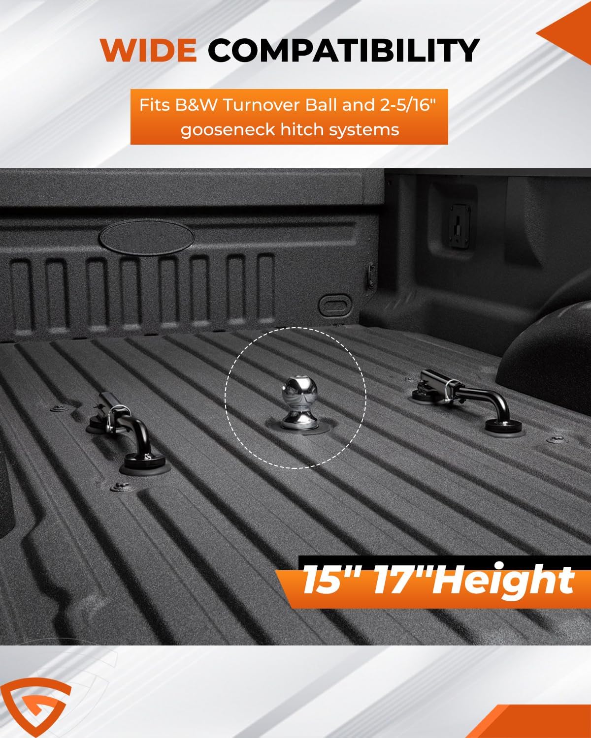 5th Wheel to Gooseneck Adapter, Adjustable 17" Hitch Converter with 2-5/16" Ball, Heavy-Duty Steel,Towing Adapter Safety Adapters Fits RV Trailer Truck Bed