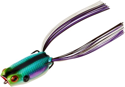 BOOYAH Poppin Pad Crasher Topwater Bass Fishing Hollow Body Frog Lure with Weedless Hooks