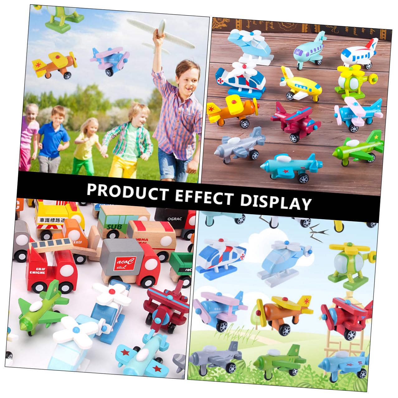 12 Pezzi Mini Aereo Giocattolo in Legno, Educativo Colorato Resistente Agli Urti, Set Didattico per Prima Infanzia e Regalo di Compleanno