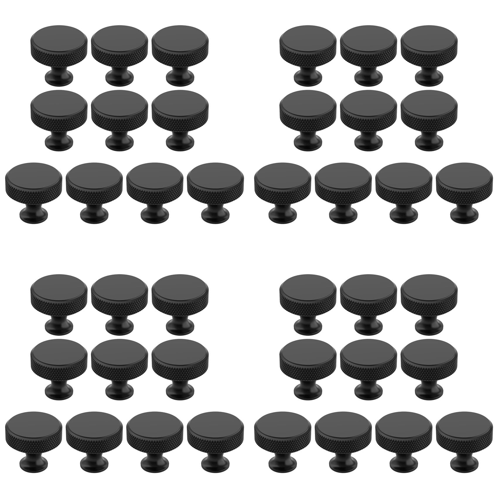 Jnchdghwa 40 Pack Matte Black Knurled Cabinet Knobs Round Kitchen Cabinet Pulls for Drawer Dresser, Cupboard and Wardrobe