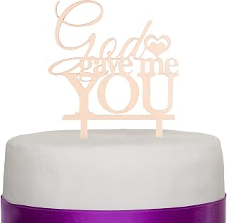 Ella Celebration God Gave Me You Wooden Wedding Cake Topper Christian Religious Rustic Wood Decoration (God Gave Me You)