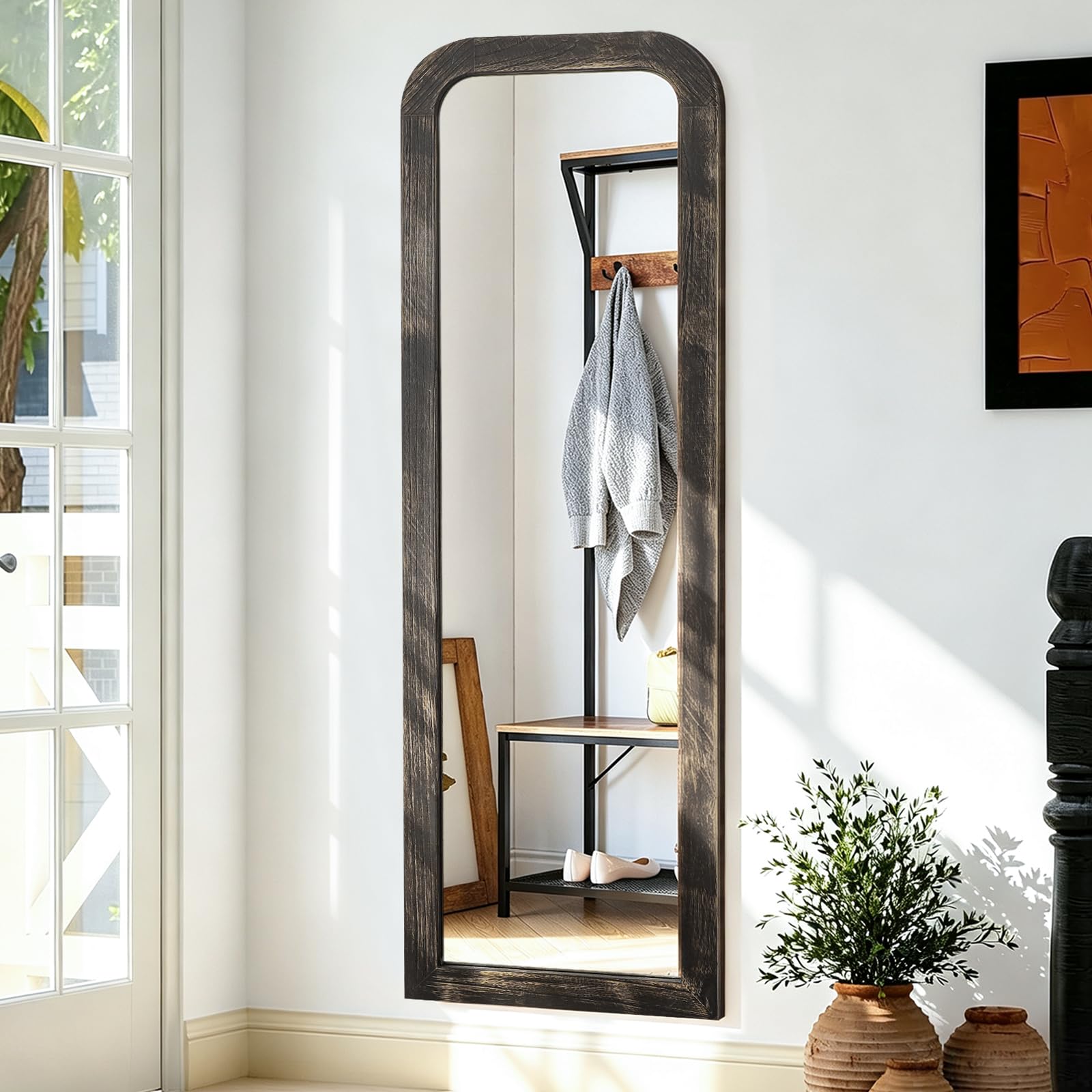 AAZZKANG Hanging Mirror Full Length Large Rectangle Wooden Framed 43"x14"