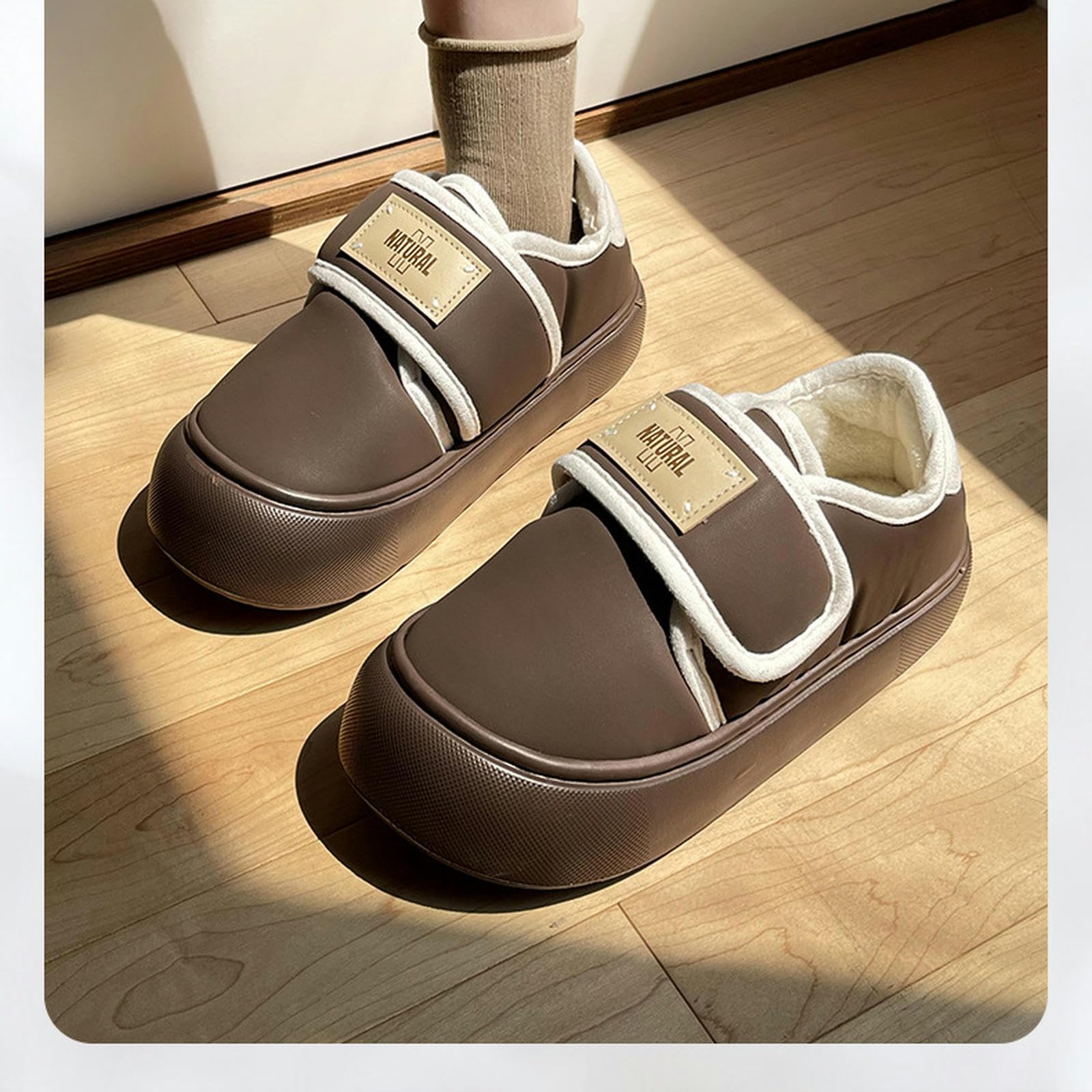 Zapatillas Mensas Acogedoras De Espuma De La Memoria Zapatillas Deslizamiento Informal En La Casa Cálida Zapatos Al Aire Libre De Interior Fieltro-negro-40-41