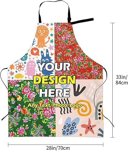 Miniatura 6 de Delantales impermeables personalizados para diseñar tu propia imagen, logotipo, texto, añadir fotos, delantal para cocinar hornear, 33 x 27.5