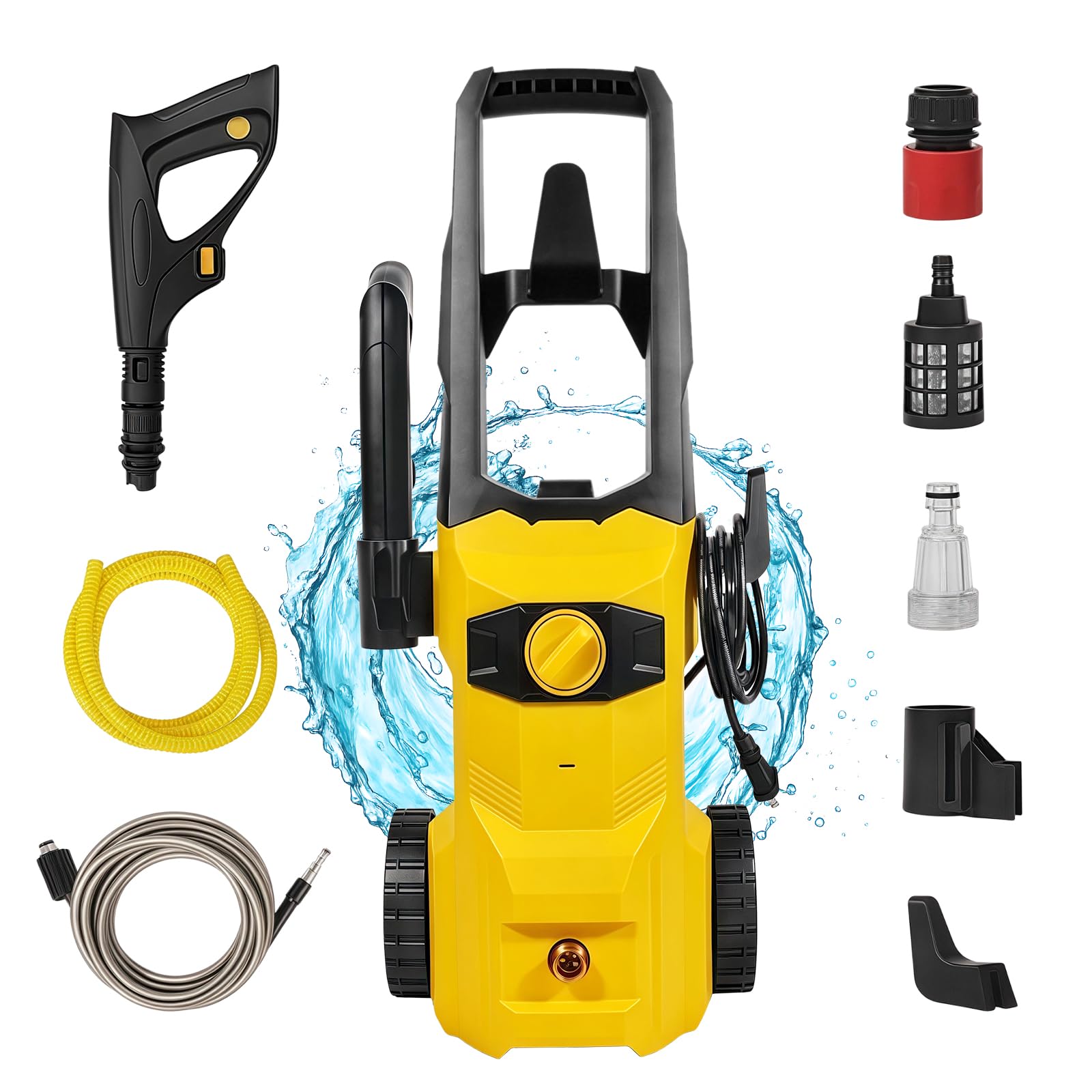 Roadtime Rondella ad alta pressione, pressione max. 3,6 MPA, portata 3,7 l/min, pulitore portatile con tubo di scarico dell'acqua da 10 m e tubo di ingresso dell'acqua da 2 m, Power Jet con pistola