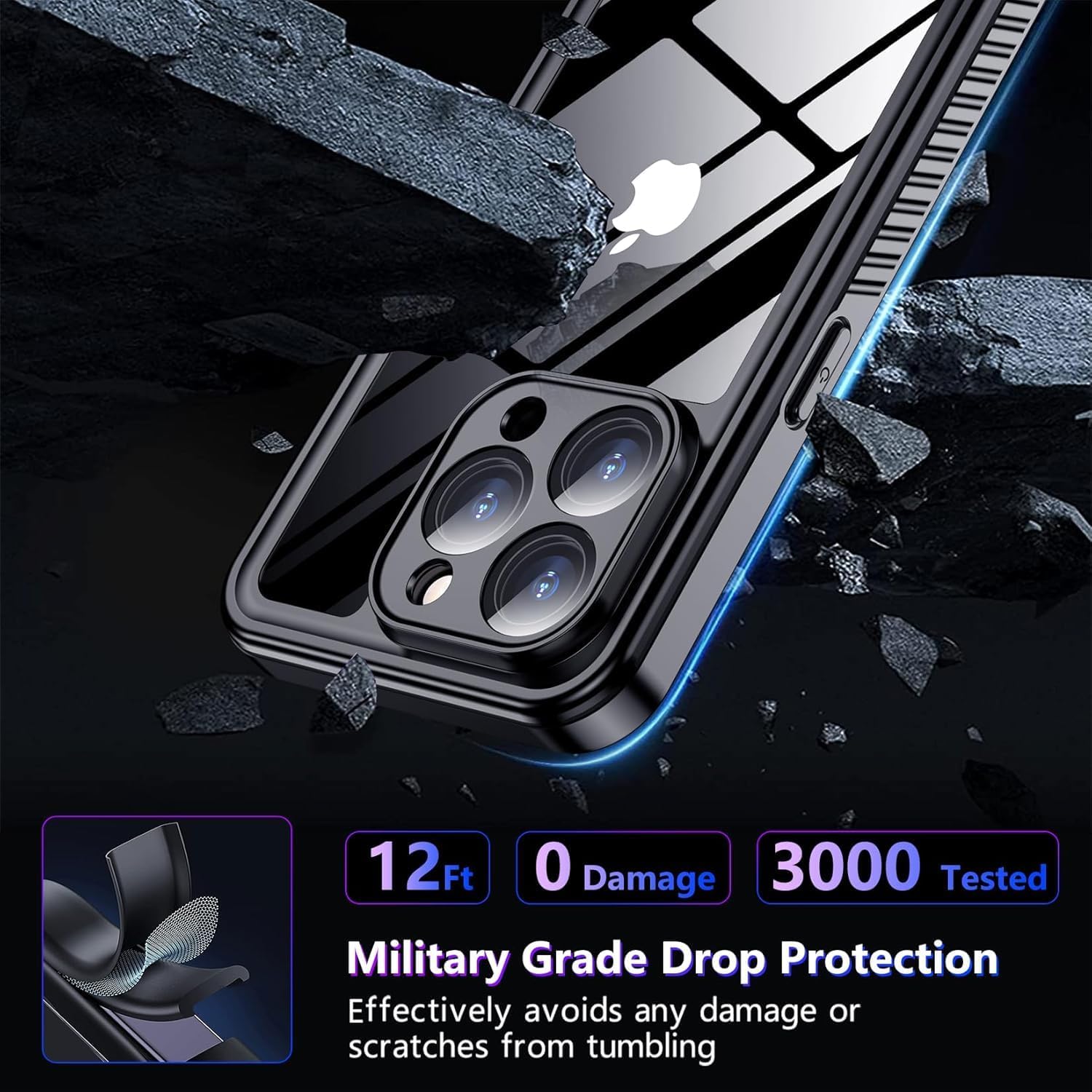 for iPhone 15 pro max case Waterproof,[IPX8 Underwater Case][Full Body Shockproof & 15FT Military Dropproof][Built-in Screen Protector][Dustproof]Clear Sound for iPhone 15 pro max case 6.7 inch-Black - Image 5