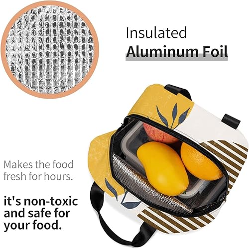 Vista 5 de VOOHDDY Bolsa de almuerzo aislada moderna bohemia abstracta para mujer, contenedor reutilizable para almuerzo, impermeable, portátil, enfriador