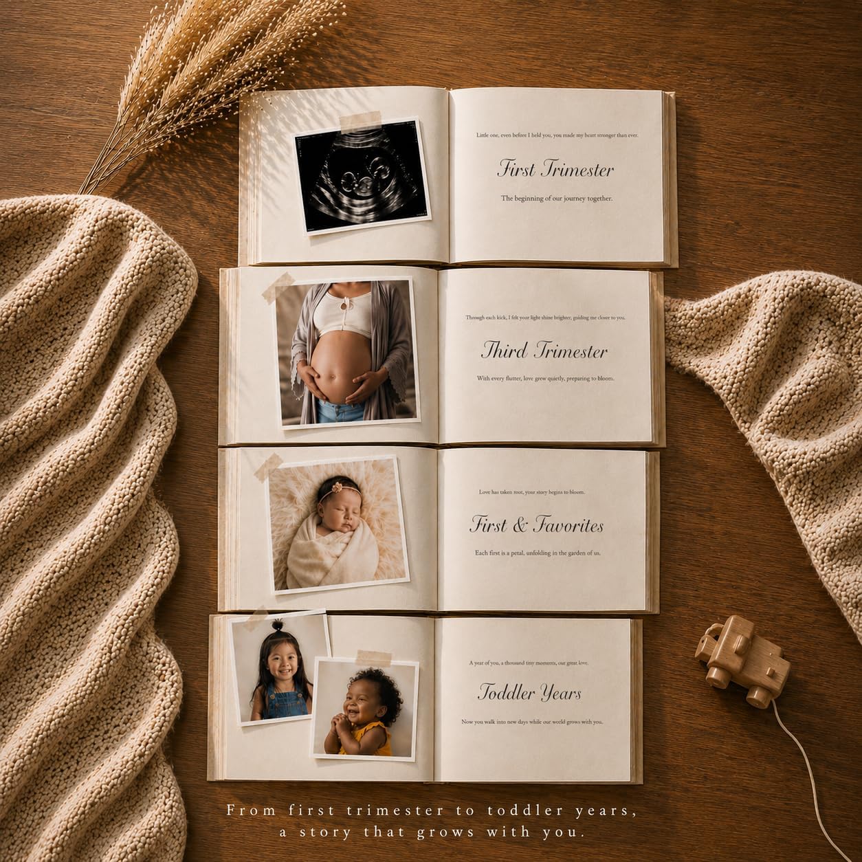 EverBloom Where You Begin Baby Memory Book, Linen Hardcover Pregnancy Journal, Baby Keepsake Book, First 5 Years Baby Journal for New Parents
