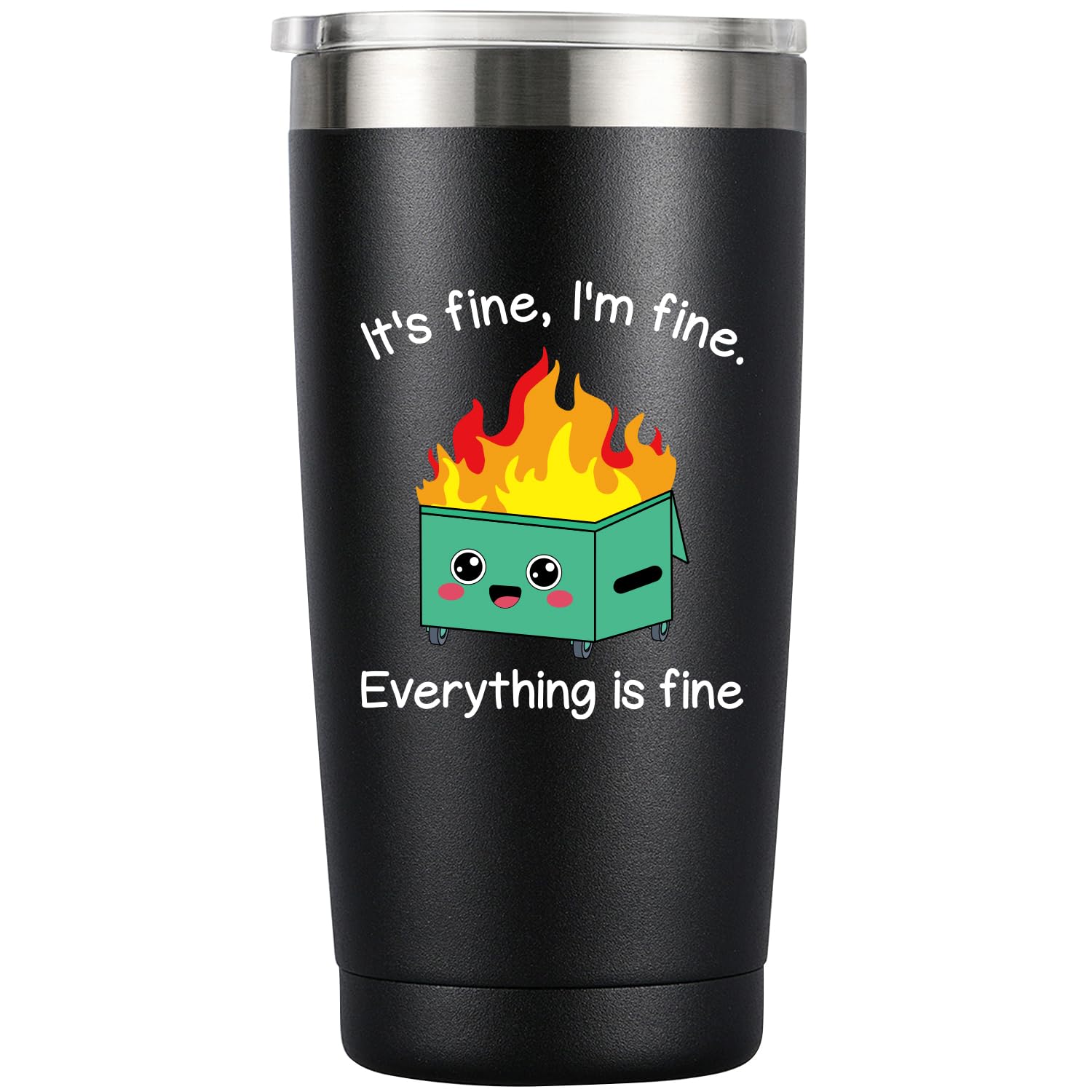 Office Tumbler 20oz | Everything Is Fine | Funny Dumpster Fire Coffee Mug with Straw | Va…
