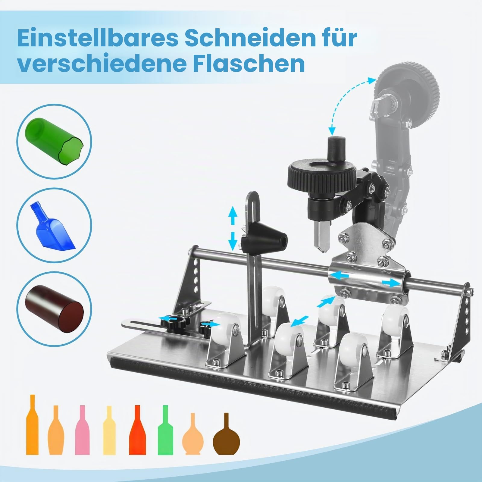 Homaisson Glasflaschenschneider, verbessertes Weinflaschenschneider-Set für alle Formen, Flaschenschneider & Glasschneider-Set, rund, quadratisch, Flaschenschneider, DIY-Bastelset