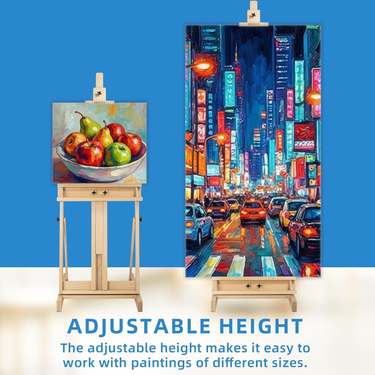 Falling in Art Large H-Frame Studio Easel, Solid Beechwood Easel Stand for Painting, Artist Canvas Easel Stand for Display, Holding Canvases up to 78 Inches, Natural