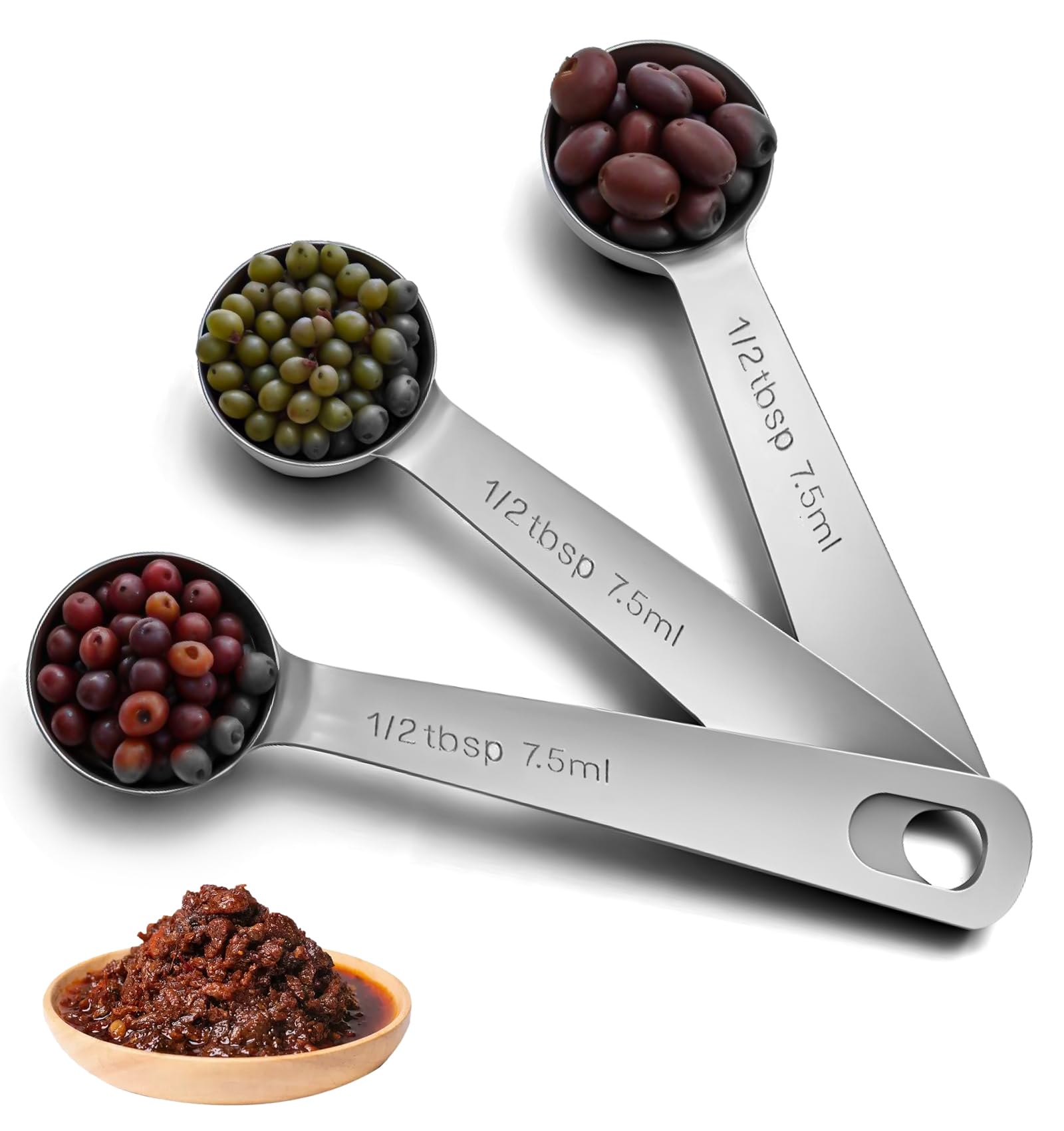 3PCS 1/2 Tablespoon Measuring Spoon, 7.5ml Measuring Spoons Stainless Steel, Kitchen Tools for Baking Cooking Coffee Spices Precise Measurement