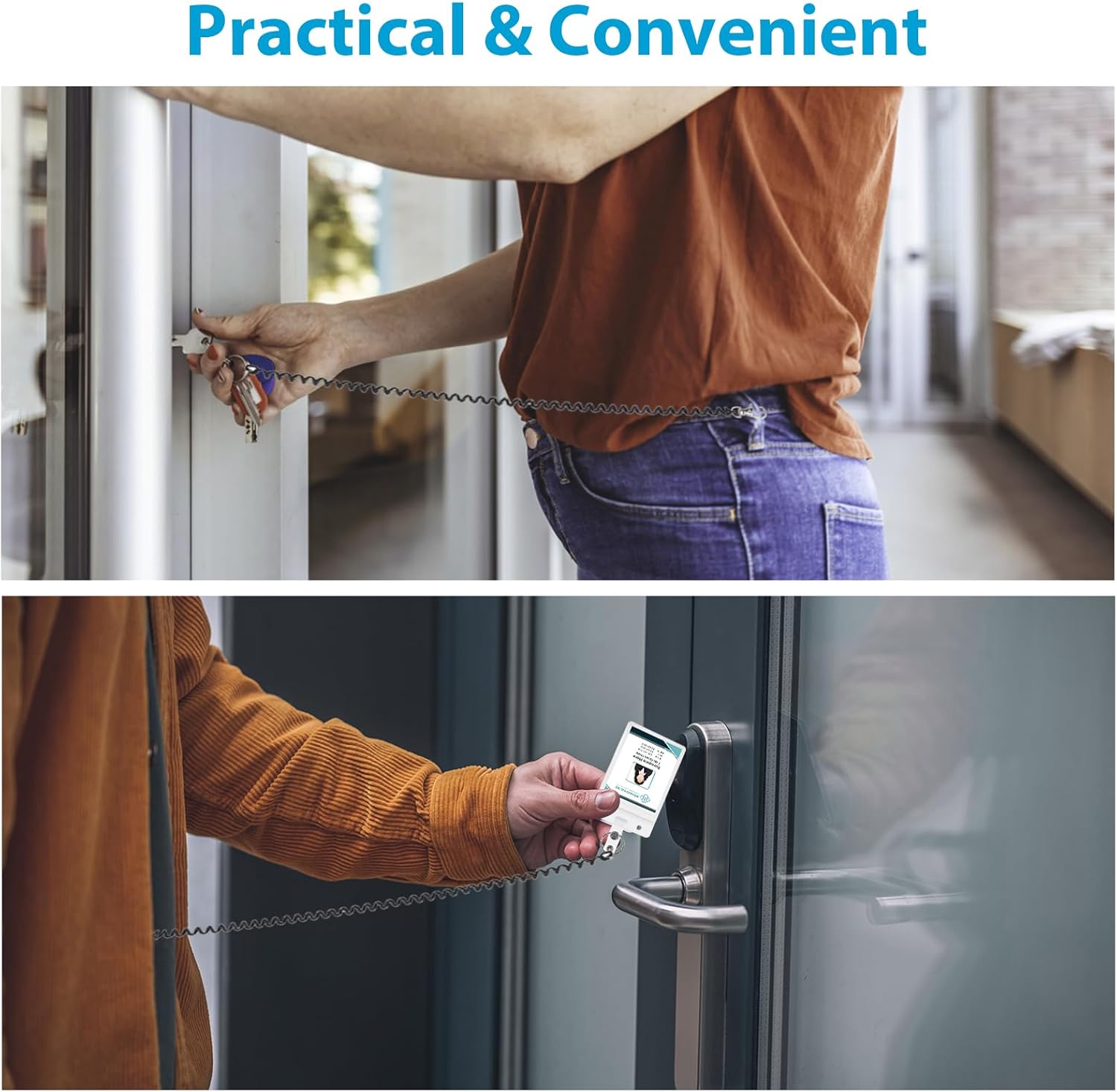 8pcs Retractable Spring Coil Keychain, Coiled Lanyard With Keyring Lobster Clasp, Anti-Lost Stretch Cord Safety Key Chain for Wallet Chain, Keys, Cellphone (Multicolored) - Image 3