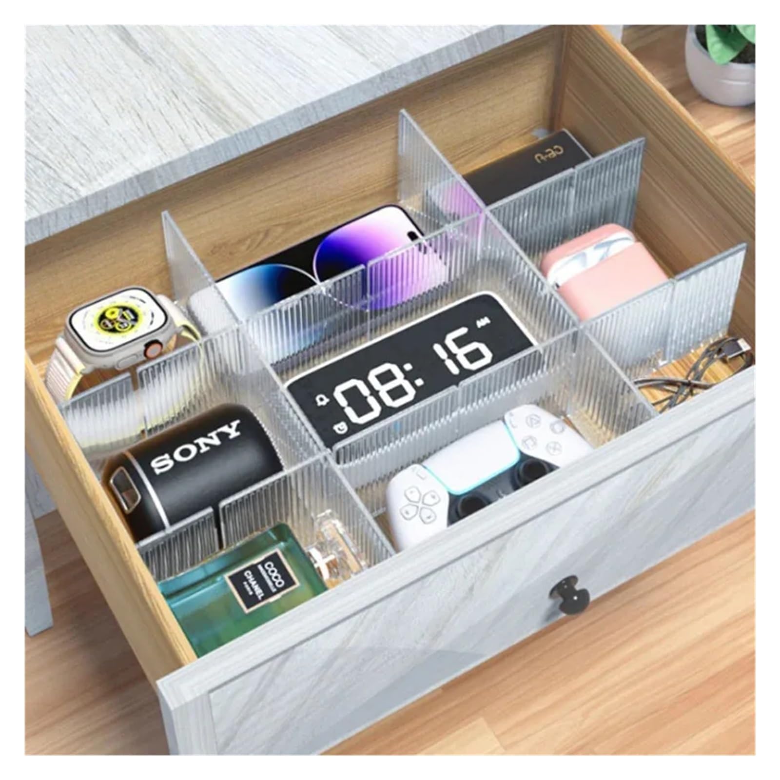 Cajas Organizadoras Cajones 4PCS Drawer Divider Adjustable Free Combination Partition Storage Shelves Wardrobe Closet Separator Underwear Socks(White)