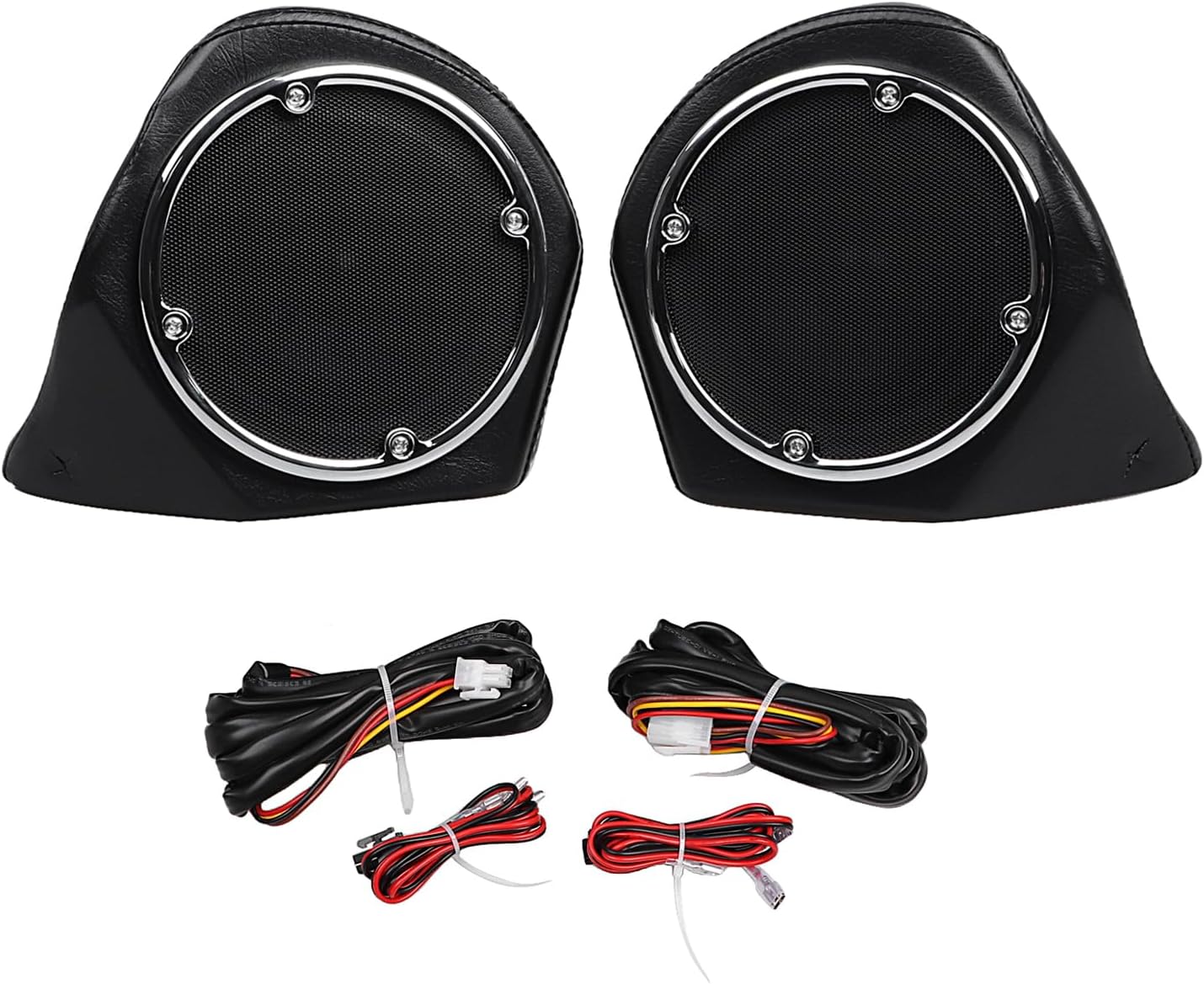 King Rear Trunk 5.25" Speakers w/Pods Mesh Grill Covers For Harley Road King/Road Glide/Street Glide Trike/Ultra-Classic/Electra Glide Standard & Select CVO models 1998-2013,Chrome Trim