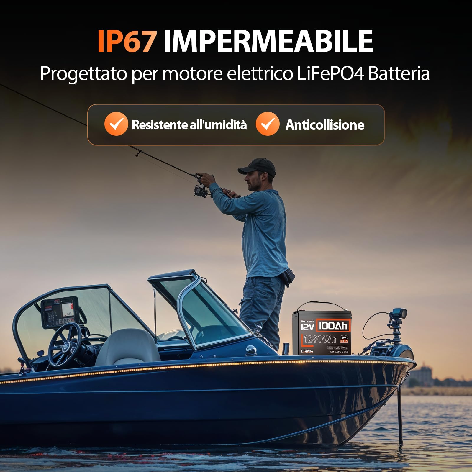 Humsienk Batteria al Litio LiFePO4 12V 100Ah, BMS 100A con Protezione Bassa Temperatura, 15000 Cicli Profondi, per Camper, Yacht, Fotovoltaico e Sistemi Off-Grid