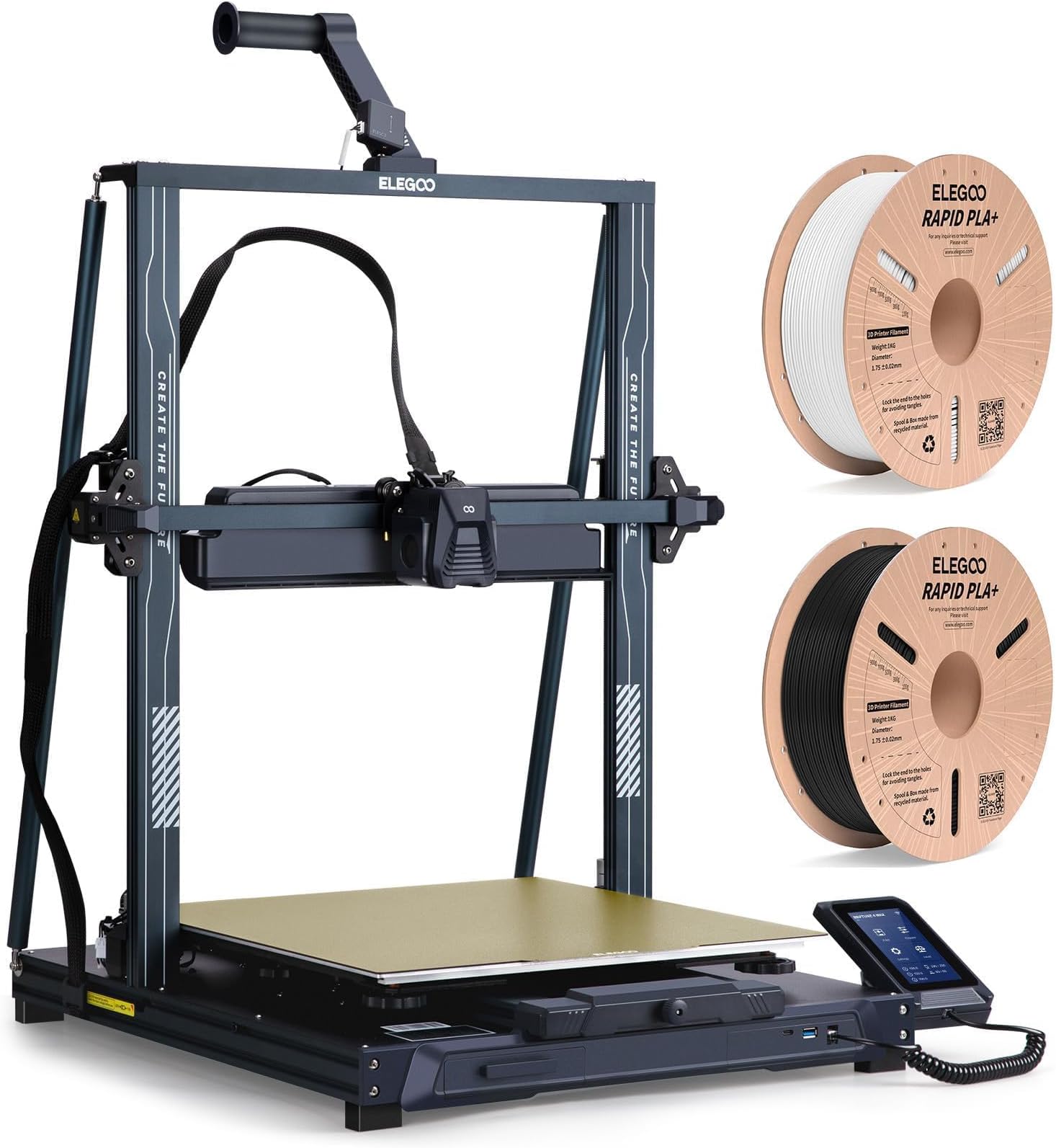 Neptune 4 Max 3D Printer and Rapid PLA+ Filament 1.75mm 2KG, 500mm/s High Speed Printing and High Temperature Nozzle, 16.53x16.53x18.89 Inch Build Volume