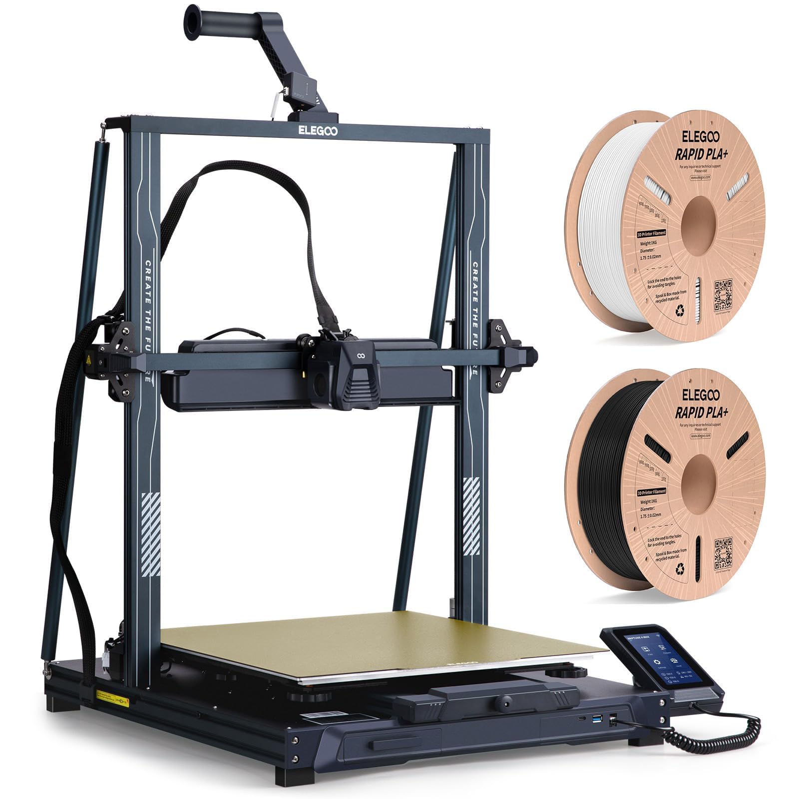 Neptune 4 Max 3D Printer and Rapid PLA+ Filament 1.75mm 2KG, 500mm/s High Speed Printing and High Temperature Nozzle, 16.53x16.53x18.89 Inch Build Volume