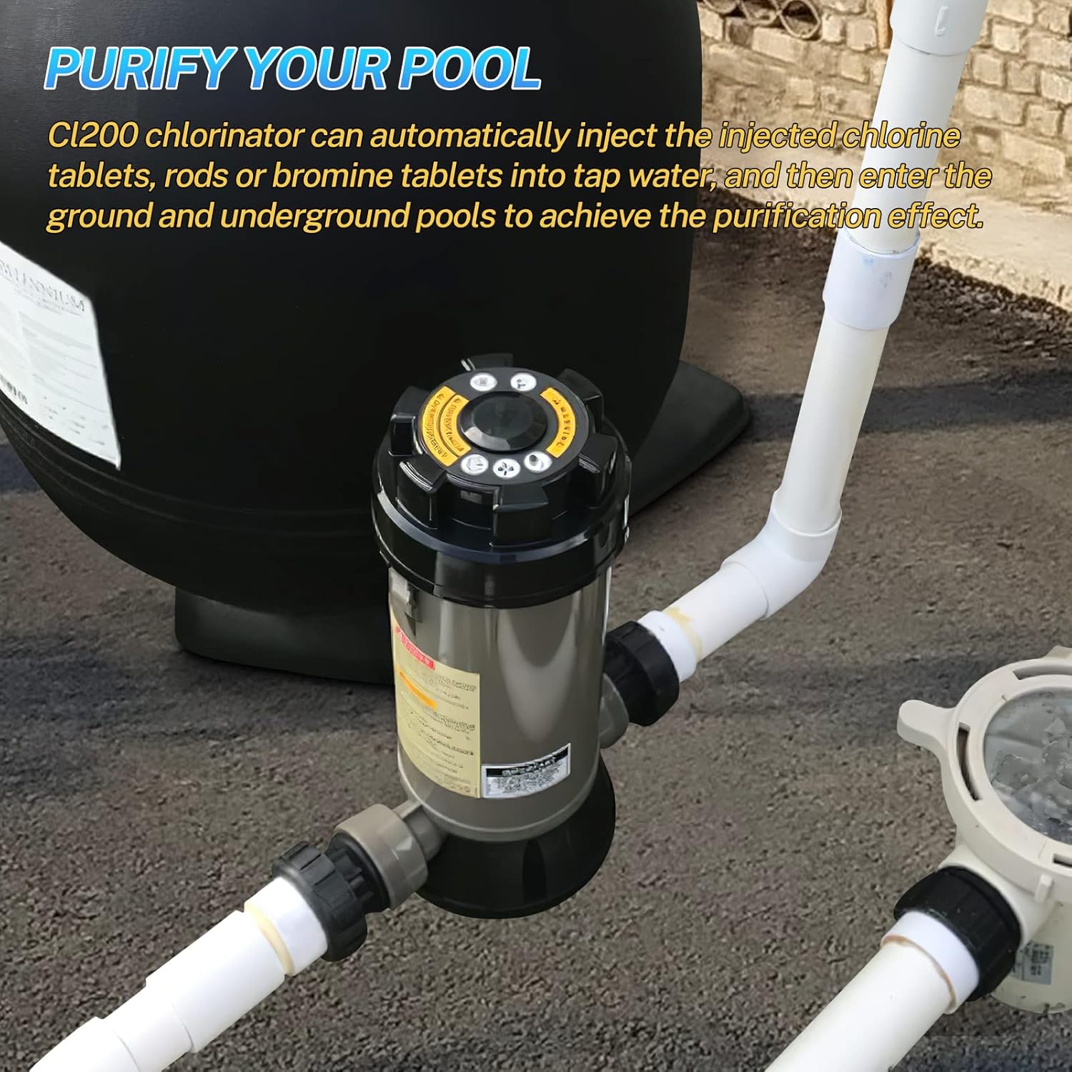 CL200 Inline Automatic Chlorinator Compatible with Hayward Cl200 Chemical Chlorine Feeder for Above Ground Pool, Inground Swimming Pool Chlorine Dispenser Tablet in-line Auto Chlorinator 2-Inch