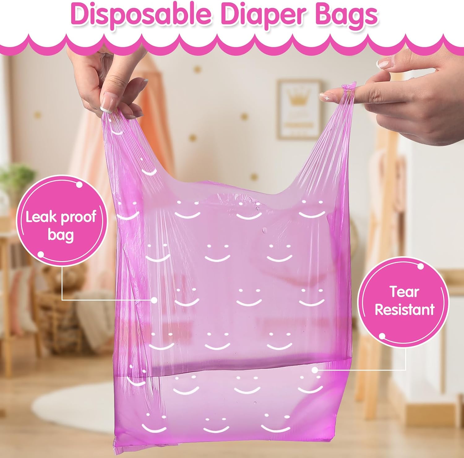 Colarr 1600 Count Baby Disposable Diaper Bags Scented Diaper Sacks with Tie Handle Disposal Trash Sacks Pet Dog Poop Cat Litter Clump Waste Bags Refill(Rose Red)