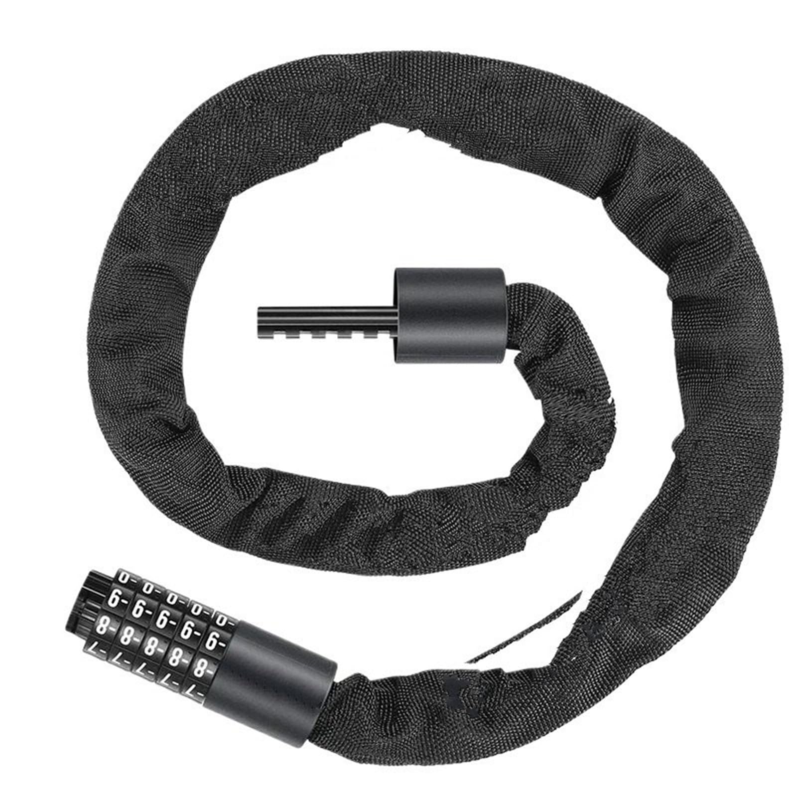 Puayqbvy Black 100Cm Handlebar Lock Bicycle Chain Code Lock Safety 5 Digit Combination Anti-Theft Motorcycle E-Bike Accessories