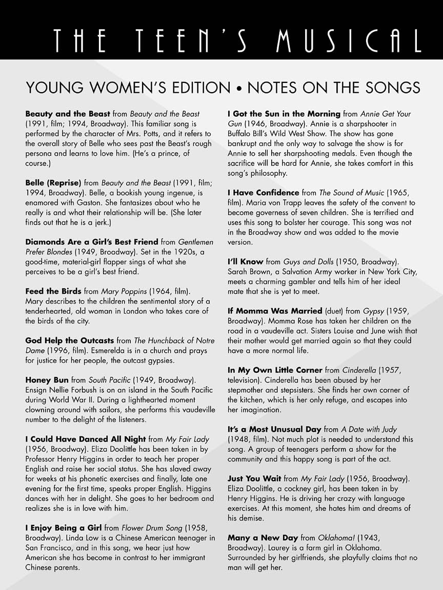 The Teens Musical Theatre Collection - Young Womens Edition | Vocal Sheet Music and Songbook for Beginner and Intermediate Singers | 33 Broadway and Film Songs with Online Audio