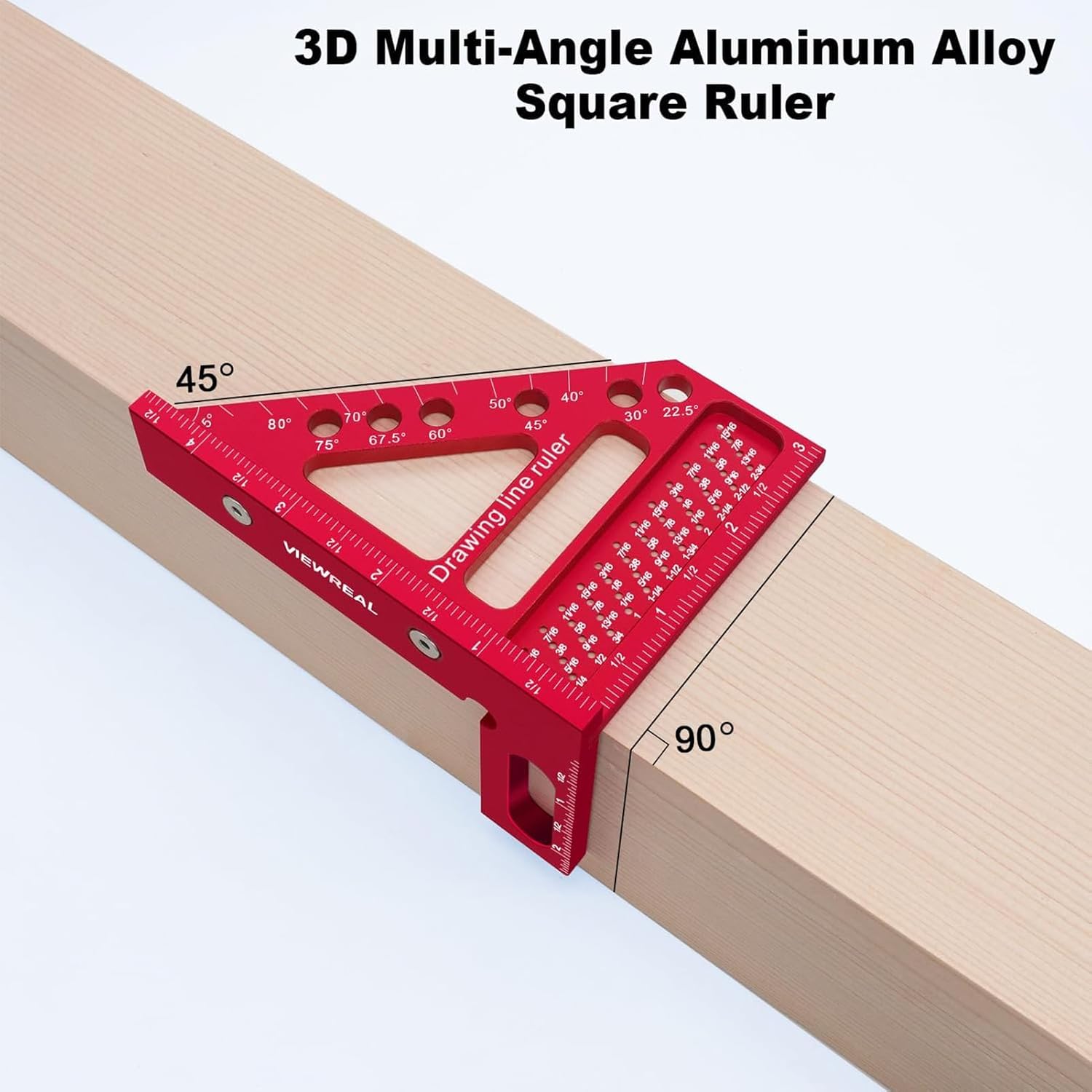 Woodworking Square Protractor,Carpenter Ruler - Precise Multi-Angle Miter Protractor for Carpentry Welding Drywall Remong Engineering Drafting Machine Work Cabinetry