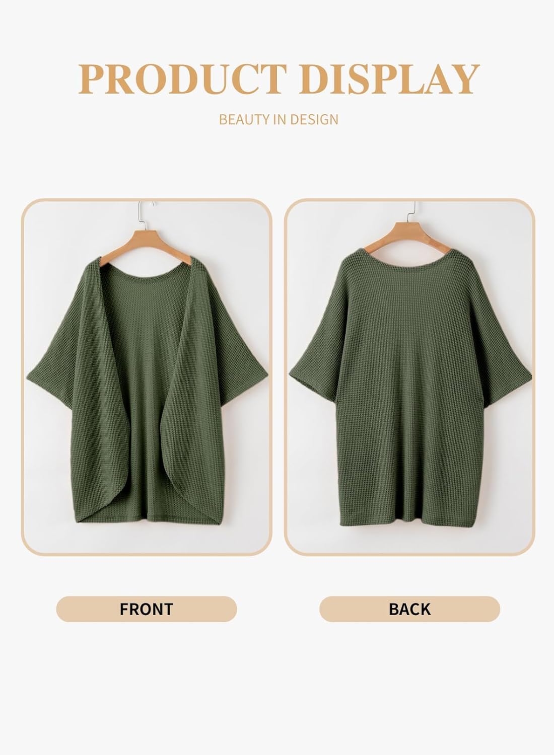 Eytino Womens Plus Size Cardigan Casual Short Sleeve Waffle Knit Kimono Open Front Tops(1X-5X) - Image 4