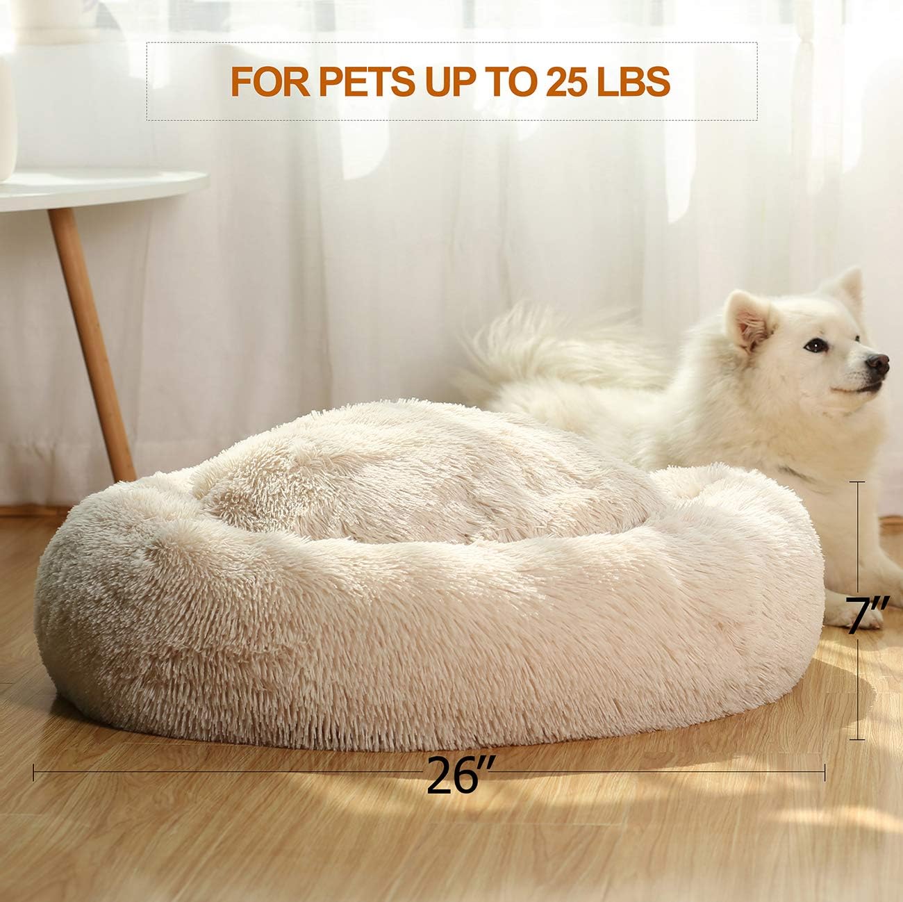 review Donut Dog Beds for Medium Dogs,Washable Large Dog Bed Calming Cuddler,Fluffy Round Pet Bed,Faux Fur Small Cat Bed.