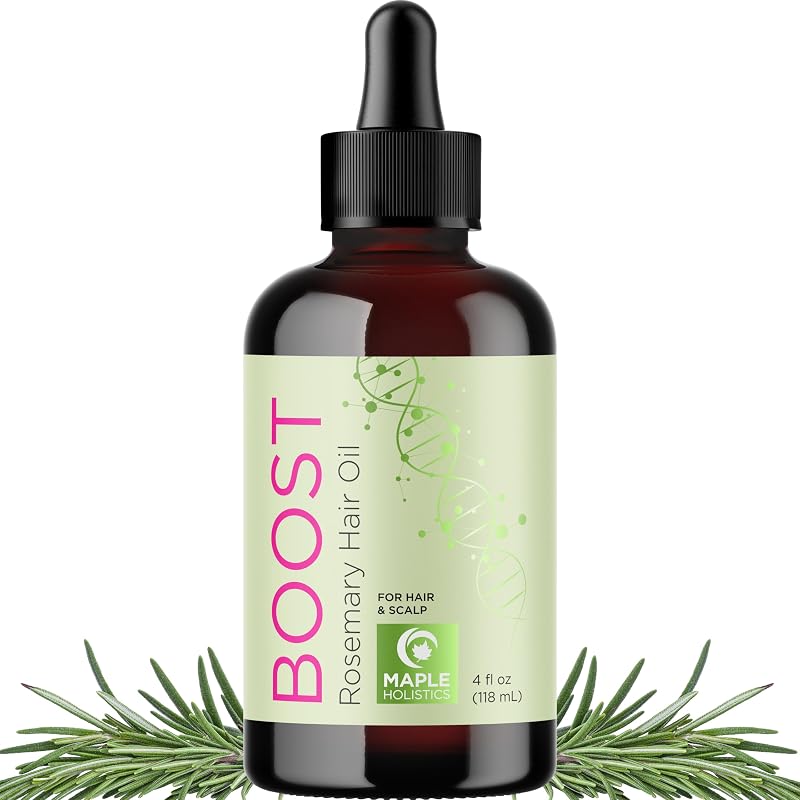 Volumizing Rosemary Hair Oil Serum - Moisturizing Scalp and Hair Oil for Men & Women Infused with Amla Black Castor Pumpkin Argan & Jojoba - Lightweight Hydrating Vegan & Color Safe (Rosemary Scent)