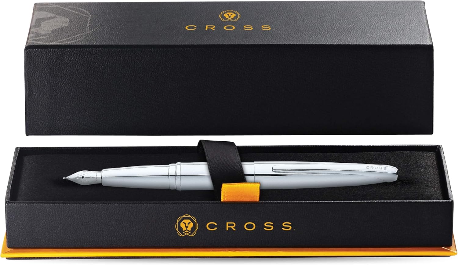 Cross ATX Pure Chrome Stainless Steel Fine Nib Fountain Pen - Refillable Pen for Smooth Writing - Black Ink - Comfortable Grip - Long-Lasting - Professional Office Supplies